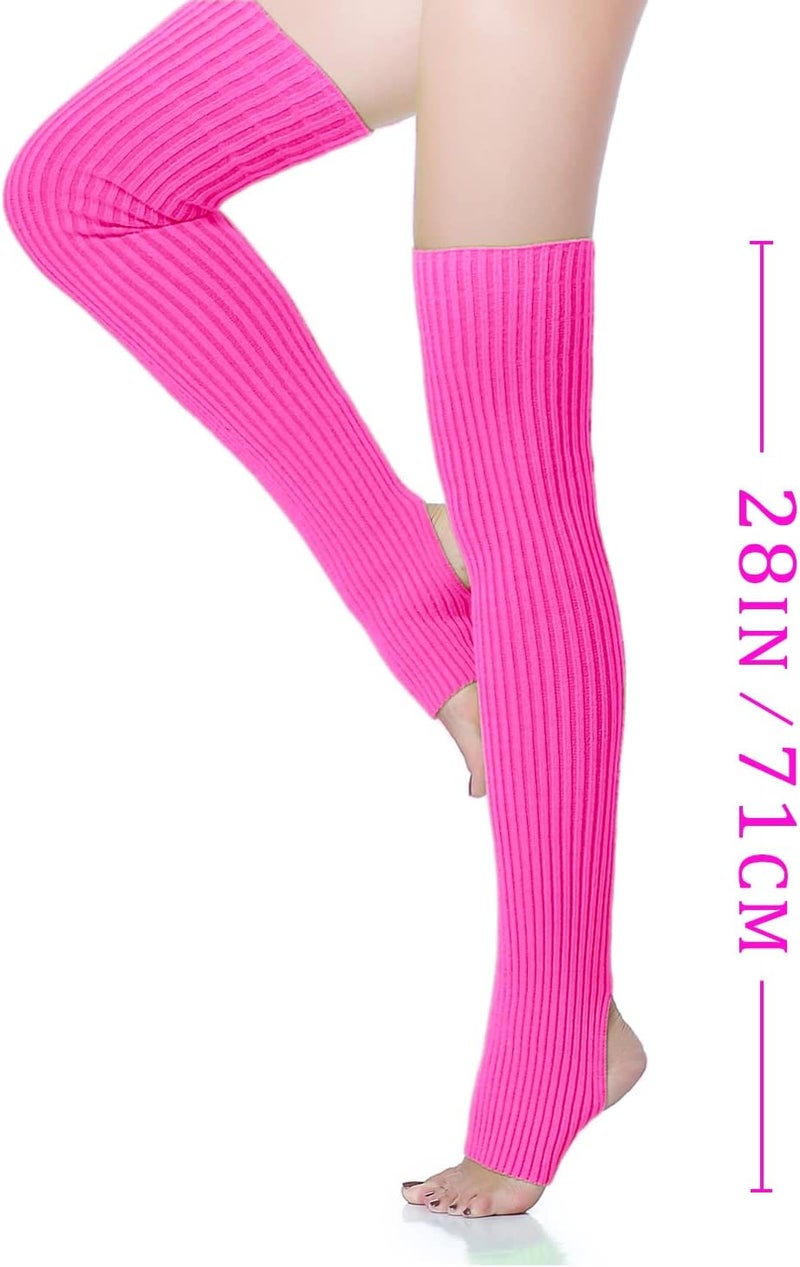 v28 Long Leg Warmer, Women’s Men 80s Party Ribbed Knit Dance Sports - Image 2